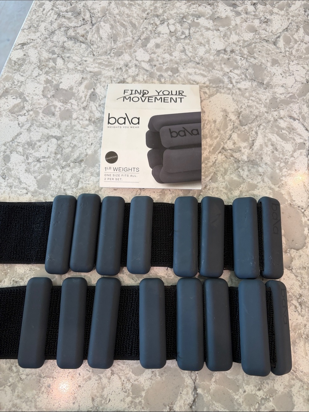 Bala Bangle Set Wearable Weights in Charcoal 1 lb for ankles or wrists
